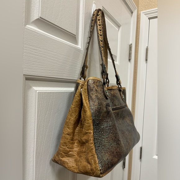 Double J Shoulder Leather Studded Tote Bag & Double Zipper Matching Wallet - Picture 3 of 16